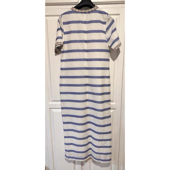 Vilagallo Linen Madison Maxi Dress Size 38 Striped Resort Coastal Vacation - Picture 2 of 16